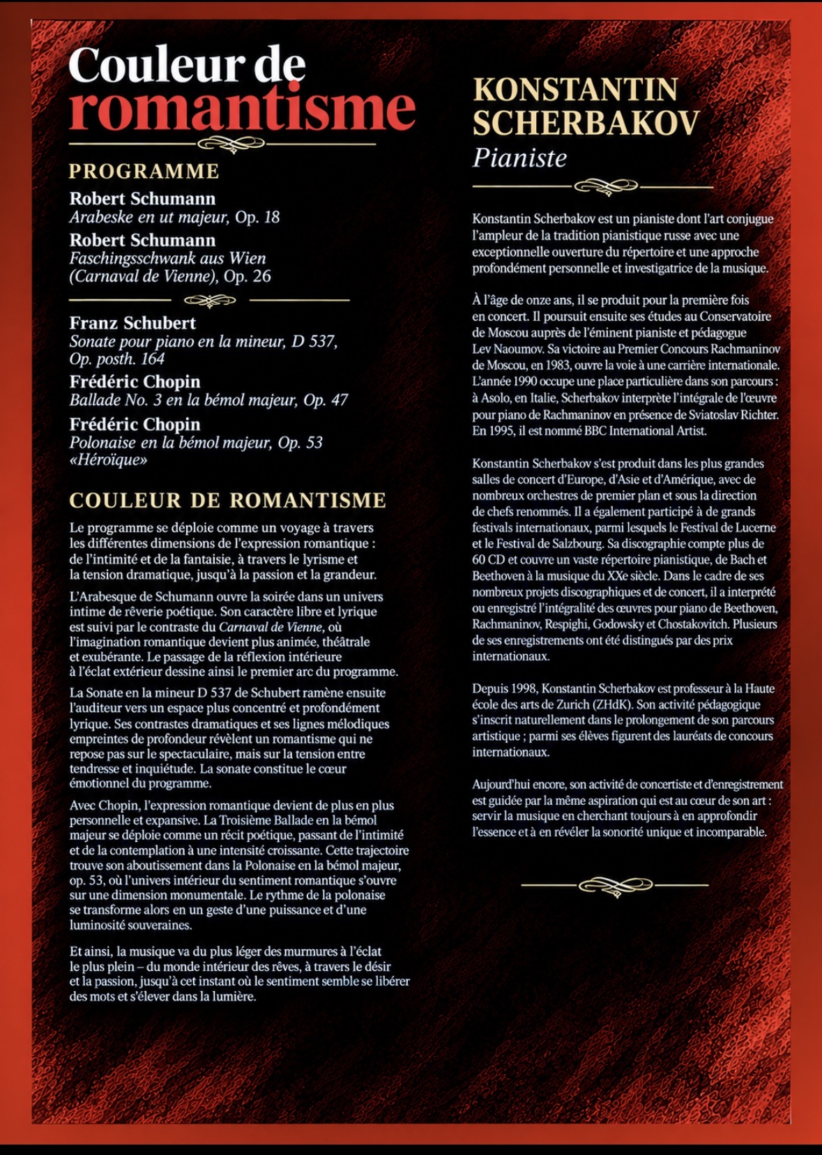 programme du concert du vendredi 18 décembre 2026